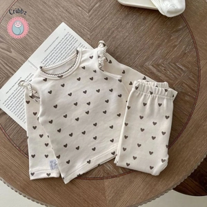 Heart Print Baby Pajama Set for Girls