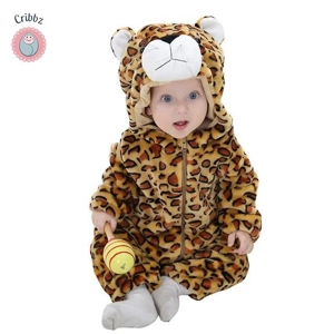 Hooded Flannel Baby Romper Jumpsuit