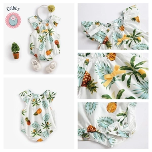 Summer Cotton Baby Girl Bodysuit Set