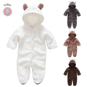 Winter Plush Baby Cartoon Hooded Romper