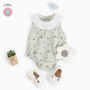 Floral Cotton Sleeveless Baby Bodysuit