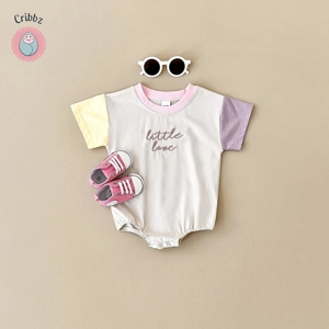 Summer Infant Romper with Letter Embroidery
