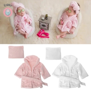 Cute Faux Fur Newborn Bathrobe Set