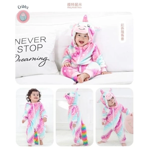 Winter Dinosaur Hooded Baby Jumpsuit