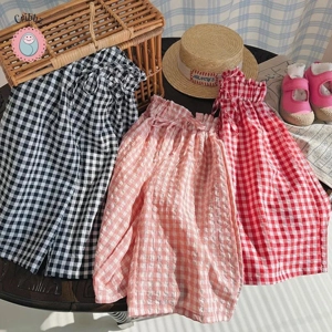 Korean Style Plaid Wide Leg Girls Pants