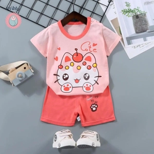 Kids Cartoon Print T-Shirt & Shorts Set