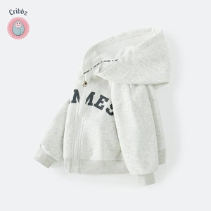 Kids Autumn Hooded Letter Print Jacket
