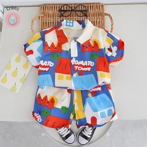 Kids Colorful Cartoon Tee & Shorts Set