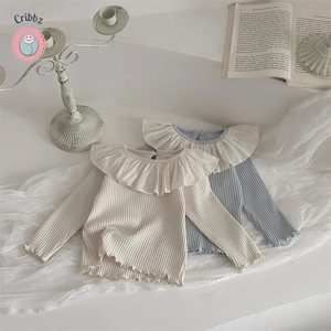 Baby Girls Casual Suit with Lotus Leaf Collar