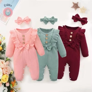 Newborn Baby Girl Long Sleeve Ruffle Bodysuit