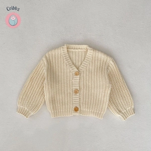 Autumn V-Neck Cardigan for Newborns