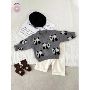 Korean Panda Embroidered Baby Sweater