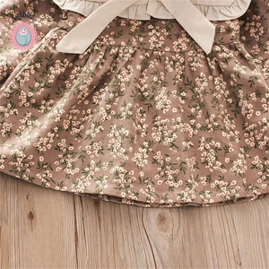 Autumn Floral Bow Lace Dress for Girls