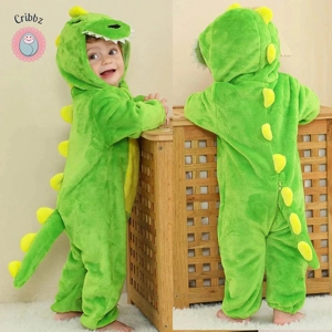 Winter Dinosaur Hooded Baby Jumpsuit