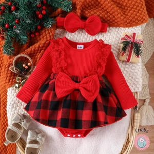 Newborn Baby Girl Christmas Ruffle Romper