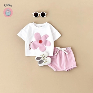 Cartoon Wave T-shirt and Beach Shorts Set