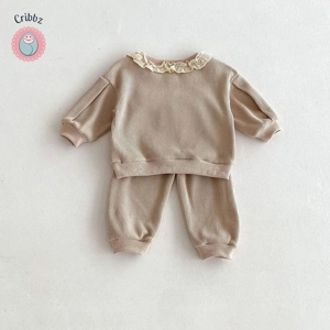 Girls Sweet Lace Hoodie & Trousers Set