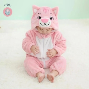 Winter Dinosaur Hooded Baby Jumpsuit