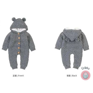 Hooded Cashmere Knit Romper for Infants