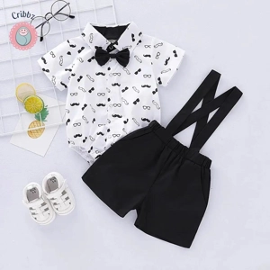 Baby Boys Bow Tie Bodysuit and Suspender Set