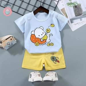 Kids Cartoon Print T-Shirt & Shorts Set