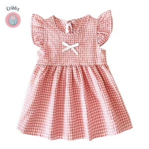 Summer Cotton Princess Plaid Dress