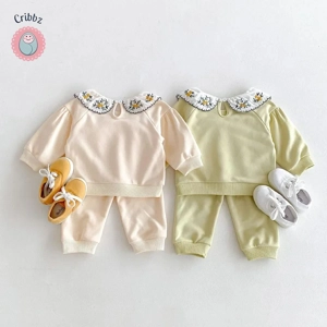 Girls Embroidered Doll Collar Hoodie Set
