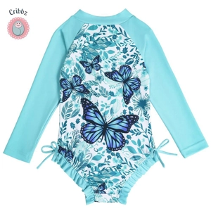 Girls Long Sleeve Butterfly Swimsuit