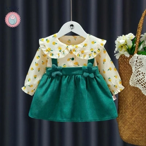 Autumn Newborn Girls Cartoon Flower Dress
