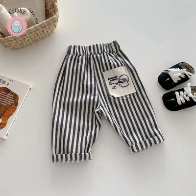 Casual Elastic Waist Kids Trousers title=