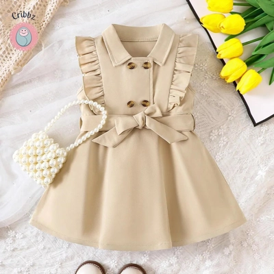 Retro Kids Trench Belted Dress title=