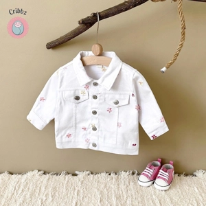 Denim Flower Embroidery Baby Girl Jacket