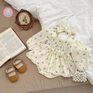 Floral Linen Baby Bodysuit for Girls