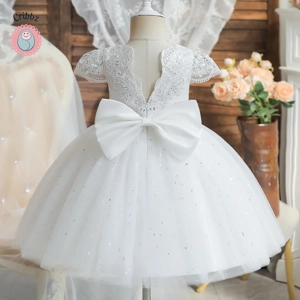 Elegant Backless Bow Baby Dress