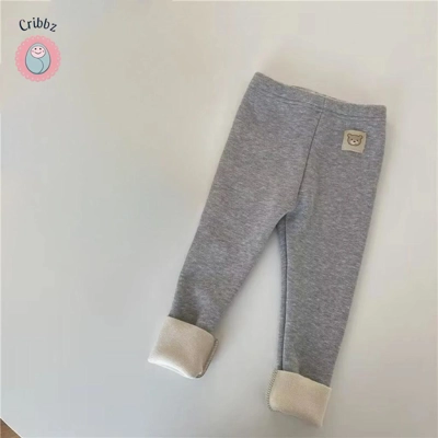 Autumn Winter Plush Thermal Leggings for Kids title=