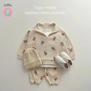 Autumn Baby Waffle Set with Bear Print