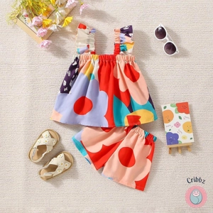 Casual Summer Baby Girls Vest Set