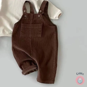 Solid Corduroy Suspender Romper for Toddlers