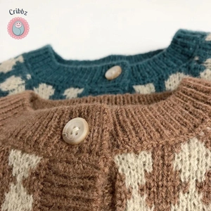 Korean Style Plaid Knit Cardigan for Kids