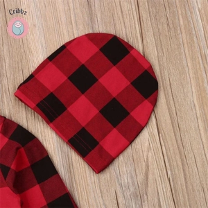 Plaid Baby Nightgown with Beanie and Headband