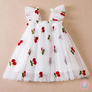 Summer Strawberry Bow Princess Dress