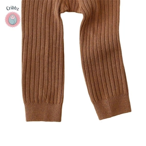 Pudcoco Baby Girl Ribbed Leggings Set