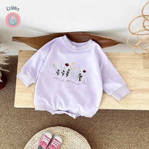 Floral Embroidery Baby Girl Bubble Romper