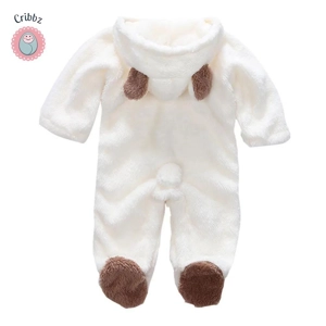 Winter Plush Baby Cartoon Hooded Romper