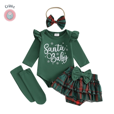 Autumn Christmas Baby Girl Outfit Set title=