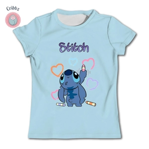 Kawaii Stitch Kids Summer Cartoon Tee