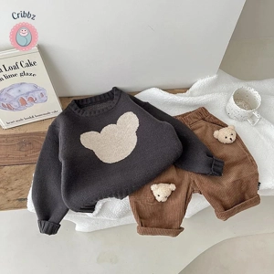 Cute Cartoon Bear Cotton Sweater for Babies