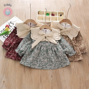 Floral Lace Puffy Sleeve Girls Dress
