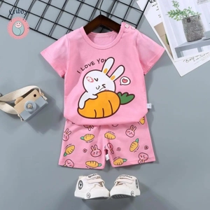 Kids Cartoon Print T-Shirt & Shorts Set