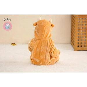 Hooded Flannel Baby Romper Jumpsuit